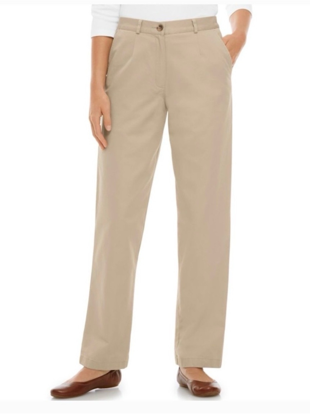 L.L. Bean Women's Straight-Leg Khaki Pants - Light Beige
